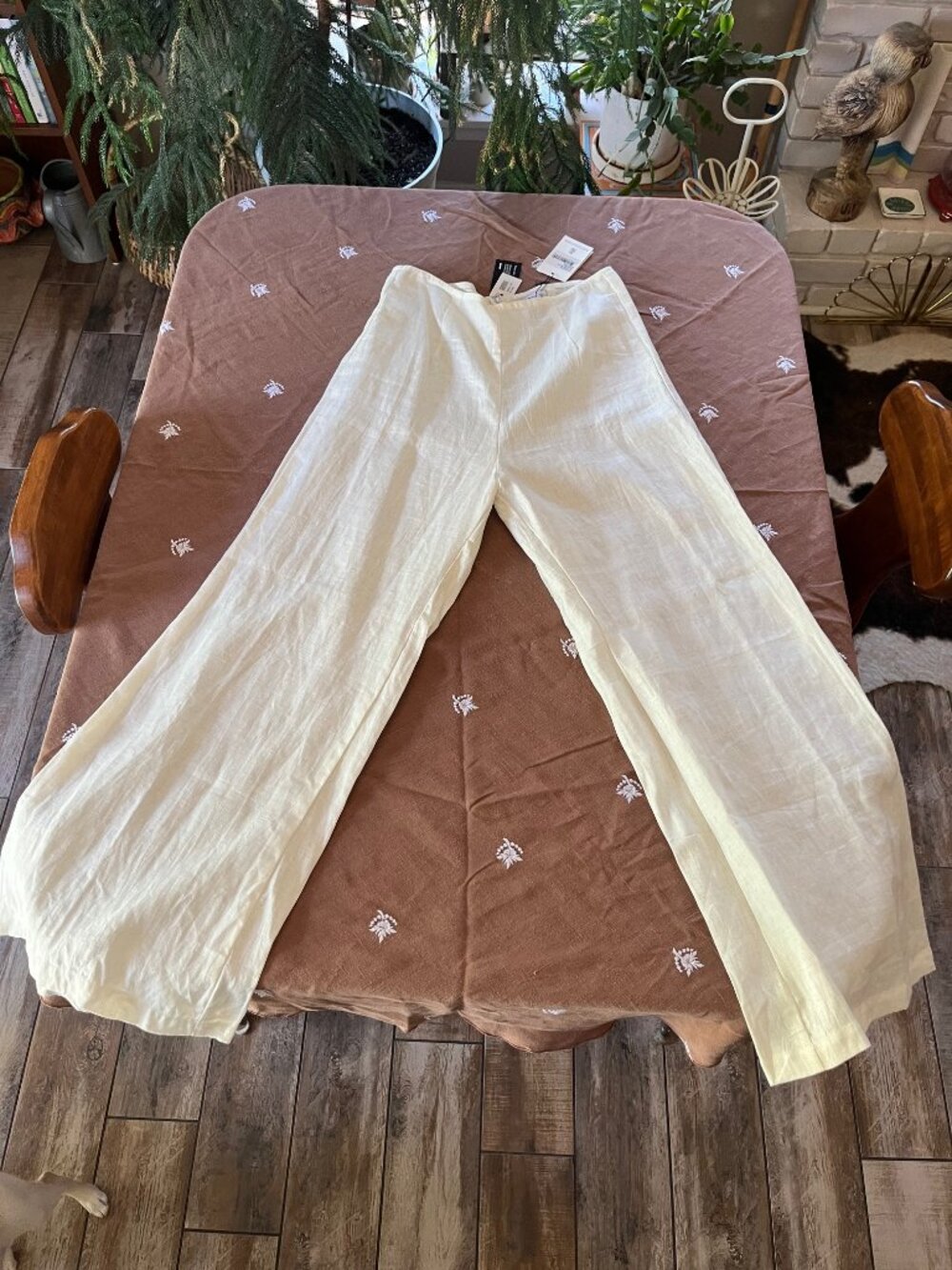 Faithful The Brand 100% Flax Linen Ivory Pants Size L / USA 8